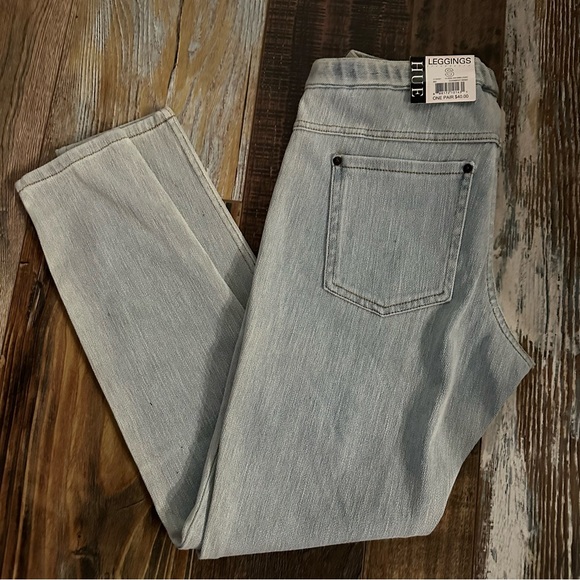HUE Light Washed Denim Leggings - Picture 3 of 4
